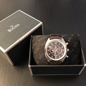 - Men’s Bulova Watch - Brown Leather Strap